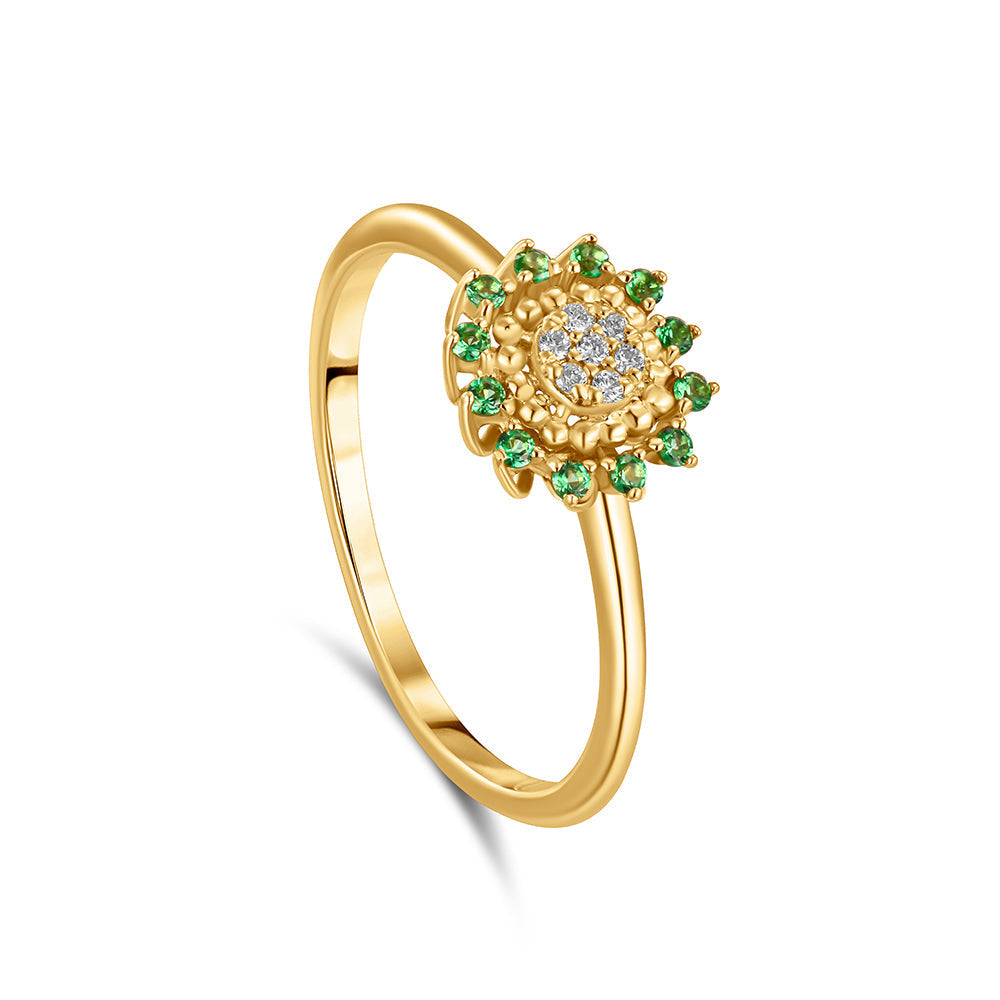 18K Belov'd Diamond Ring Emerald Stone - S-H077RS