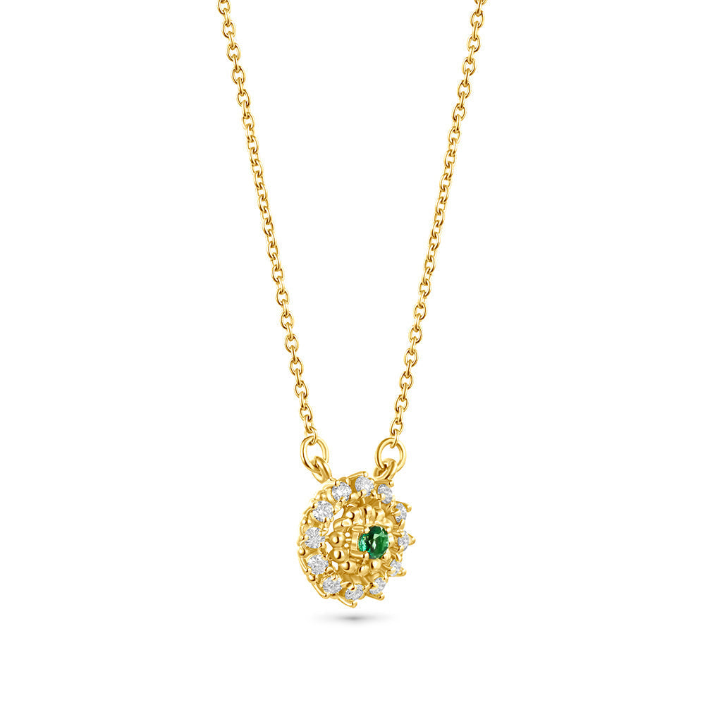 18K Belov'd Diamond Necklace Emerald Stone - S-H078PS