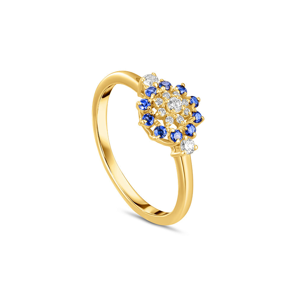 18K Belov'd Diamond Ring Sapphire Stone - S-H079RS
