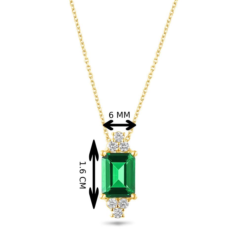 18K Belov'd Diamond Necklace Emerald Stone - S-H081PS