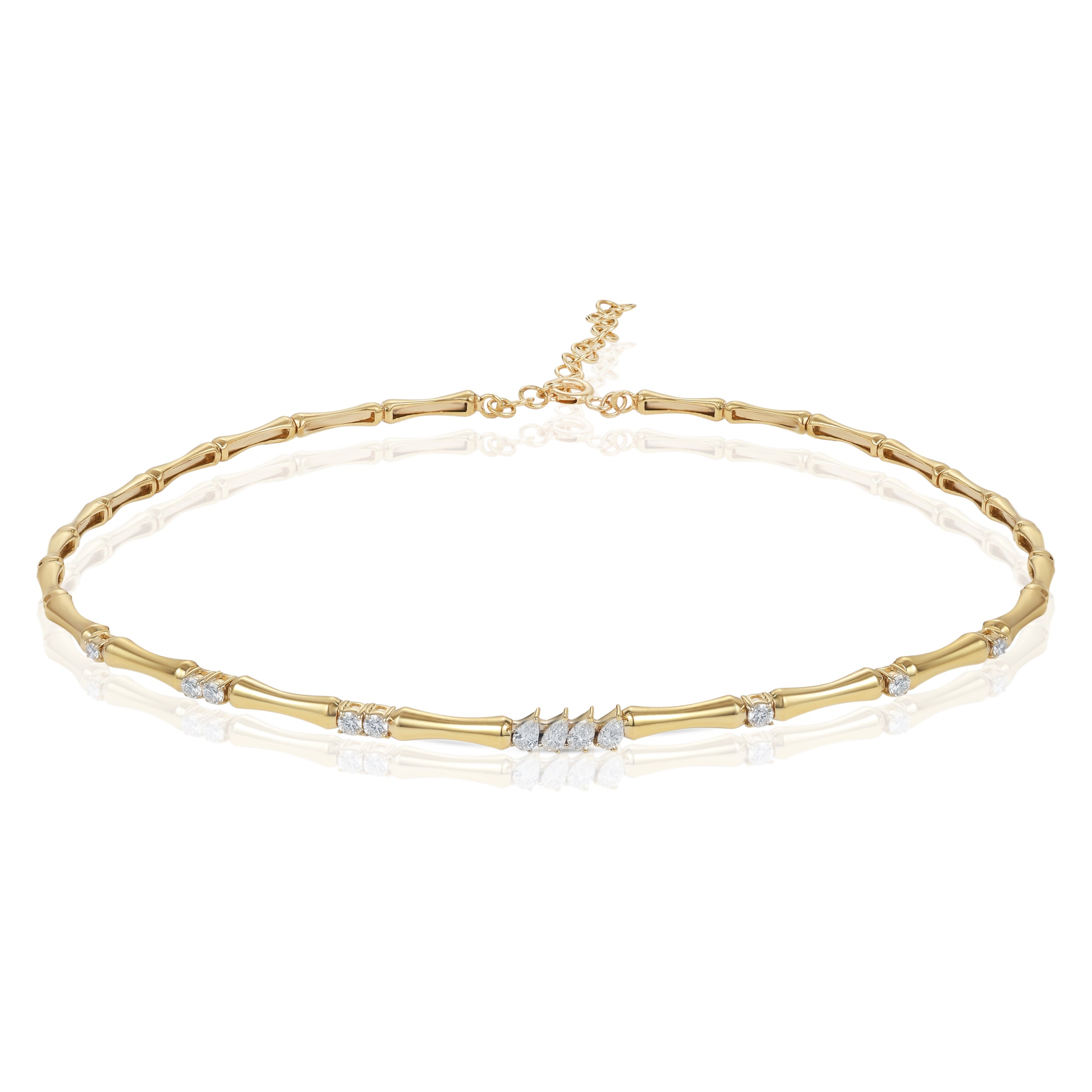 18k Yellow Gold Fortune Pear Diamond Choker - S-H089NX