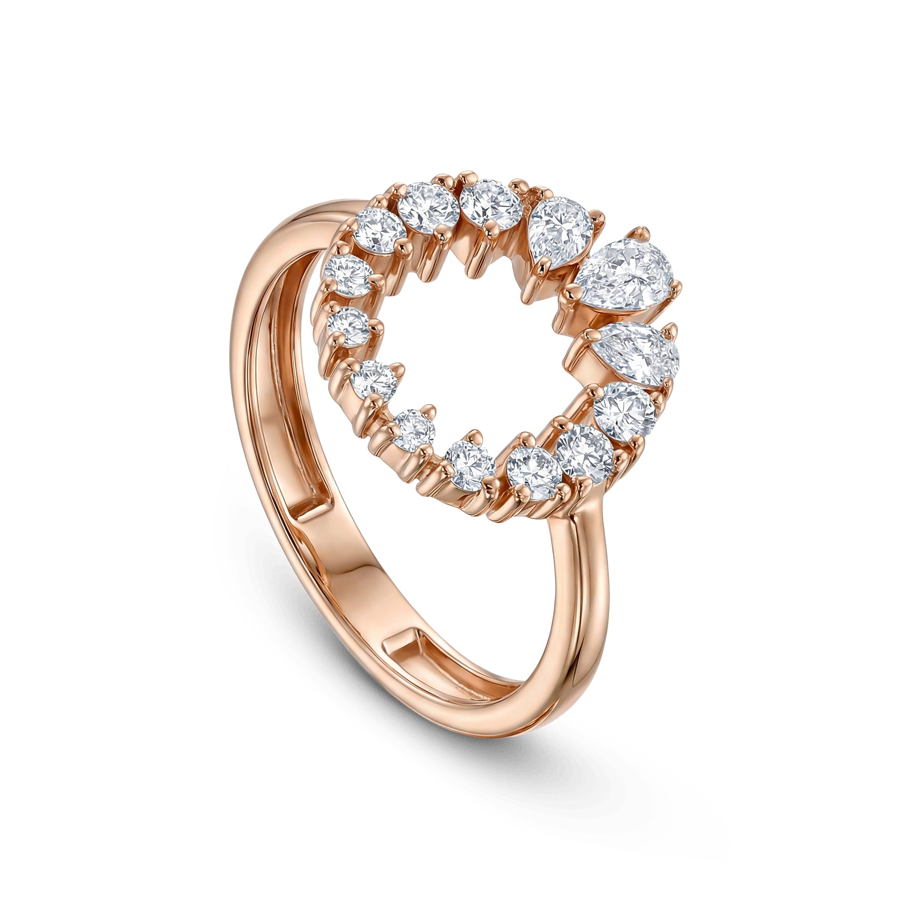 18K Rose Gold Diamond Open Circle Ring - S-H100RS