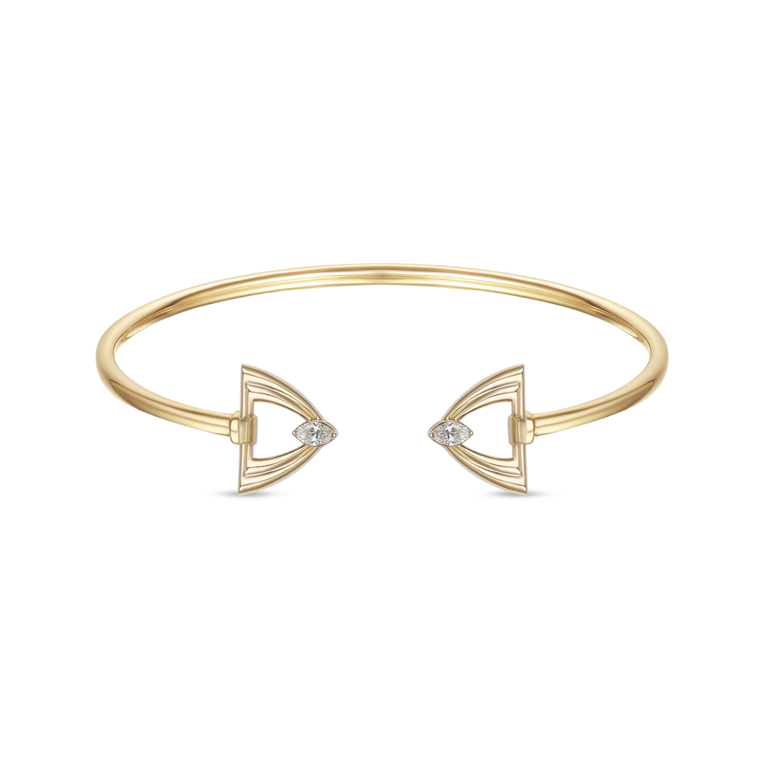 LINEA Triangle 18k Yellow Gold Bangle with Center Diamond - S-H102BS