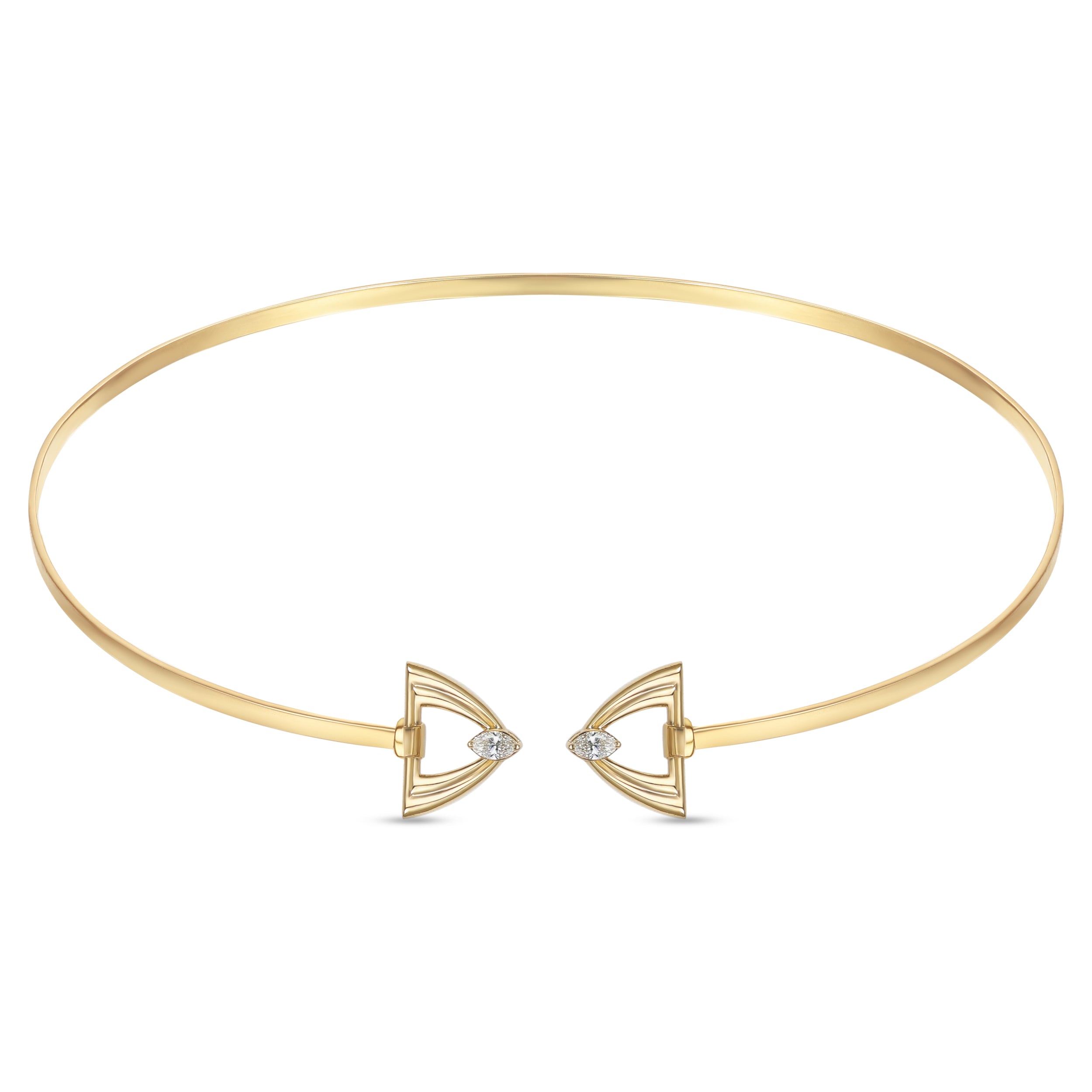 LINEA Triangle 18k Yellow Gold Choker with Center Diamond - S-H102NS
