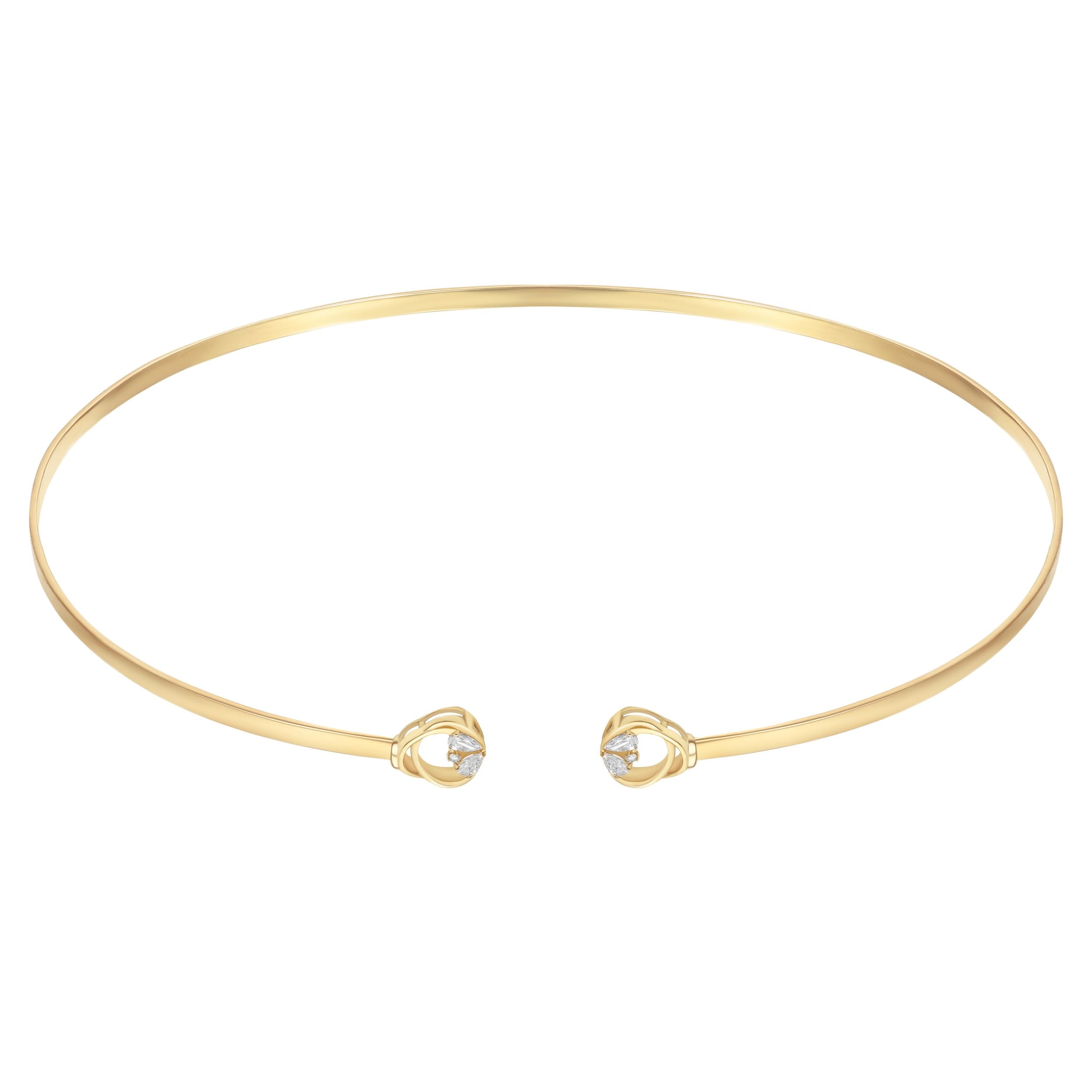 LINEA Circles 18k Yellow Gold Choker with Pear Diamonds - S-H121NS