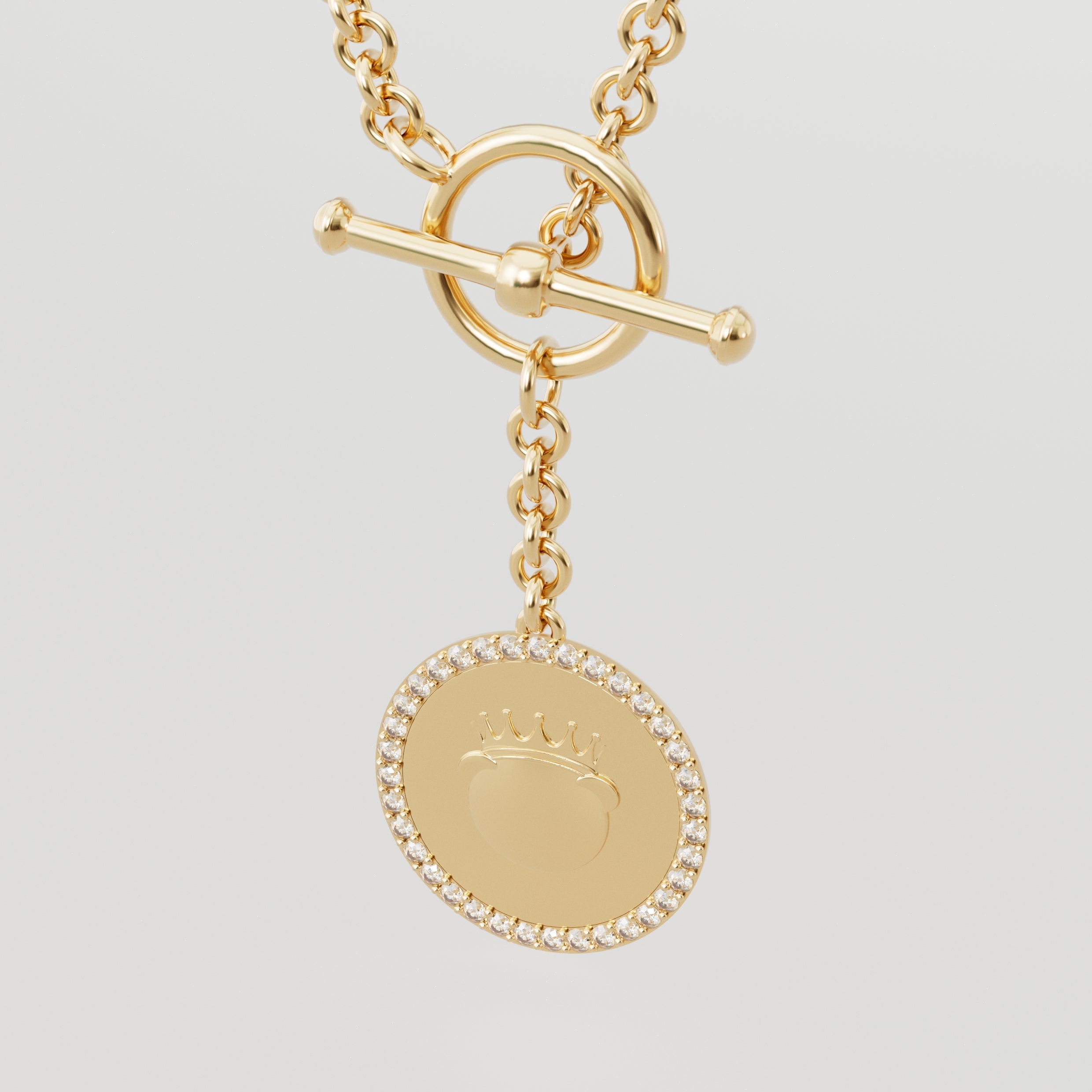 18k Gold Fudge Coin T-Lock with Diamond Frame