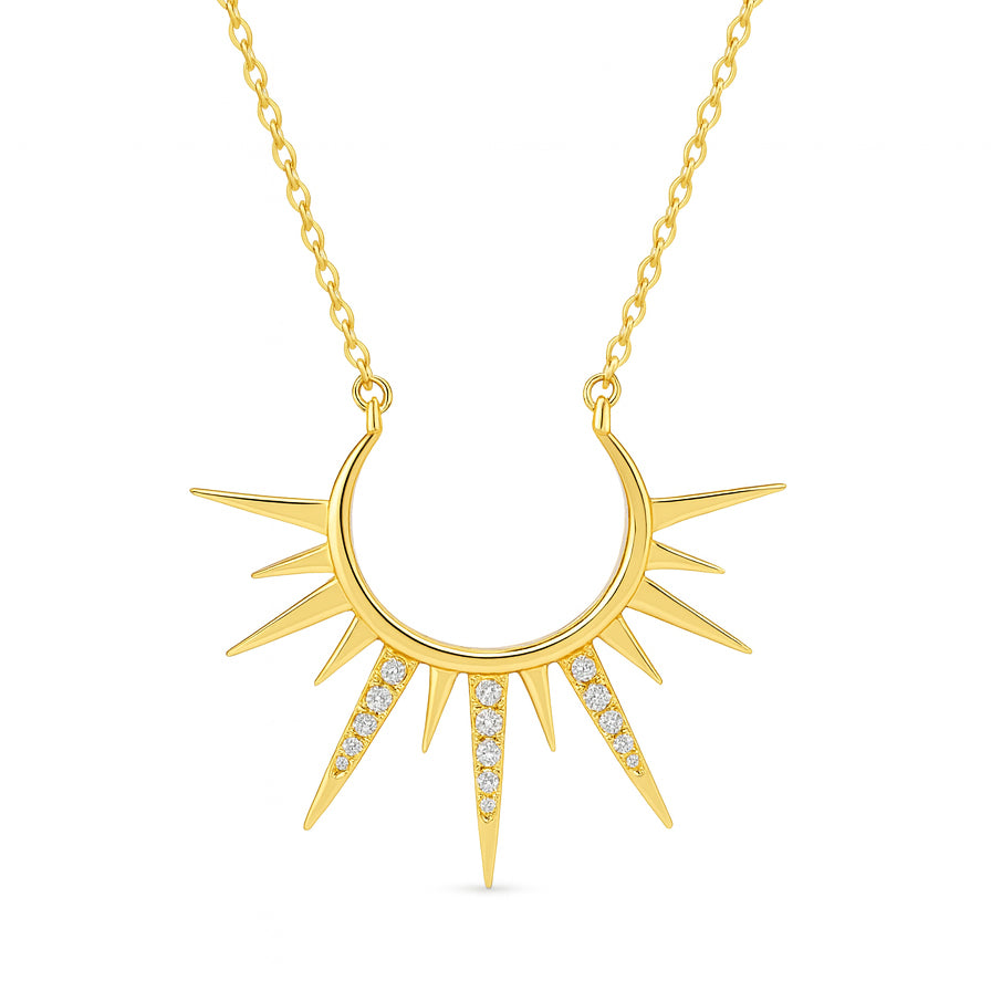 Beautiful Diamond Sun Shaped Necklace in 18k Yellow gold - S-P225S