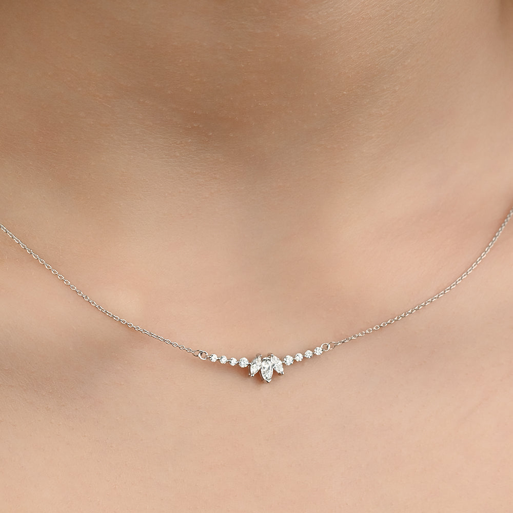 Diamond bar necklace with marquise diamonds in center S-P318S