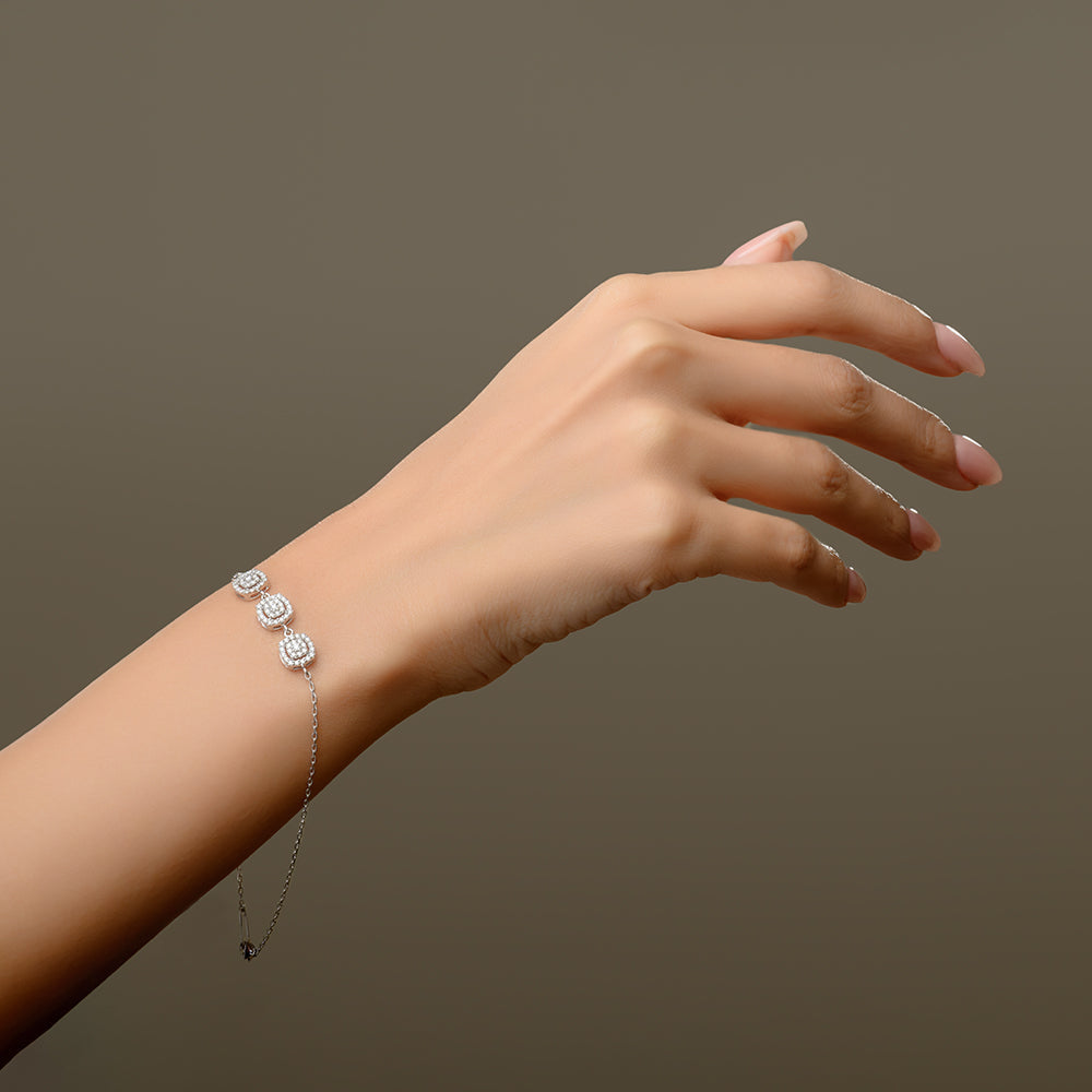 Special offer 18K White Diamond Chain Bracelet - S-P378SB