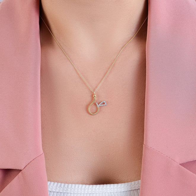 Special offer Beautiful Diamond Necklace fits you in letter SAAD 18K Rose Gold - S-P48