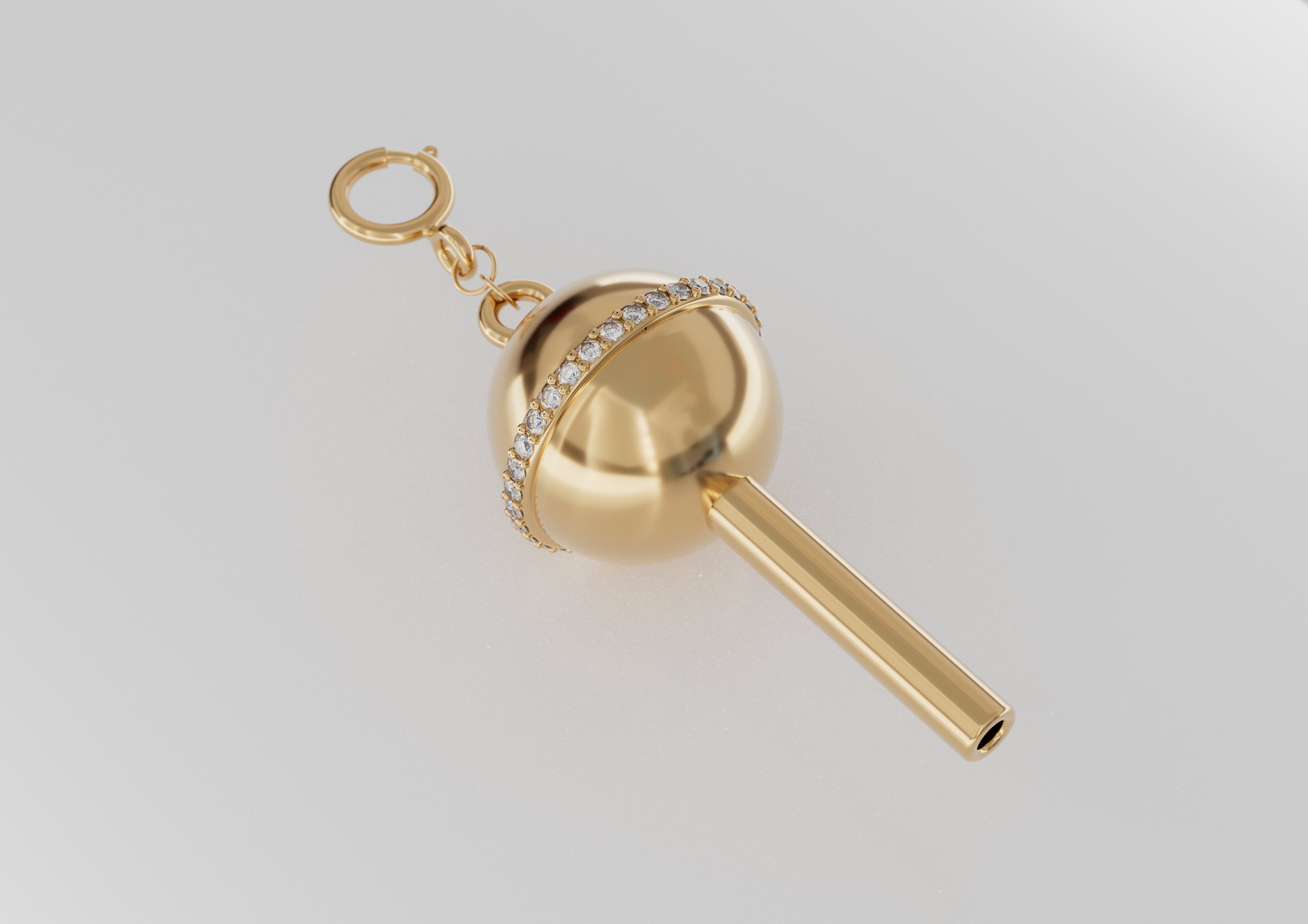 18K Gold Lollipop with Diamond Rim