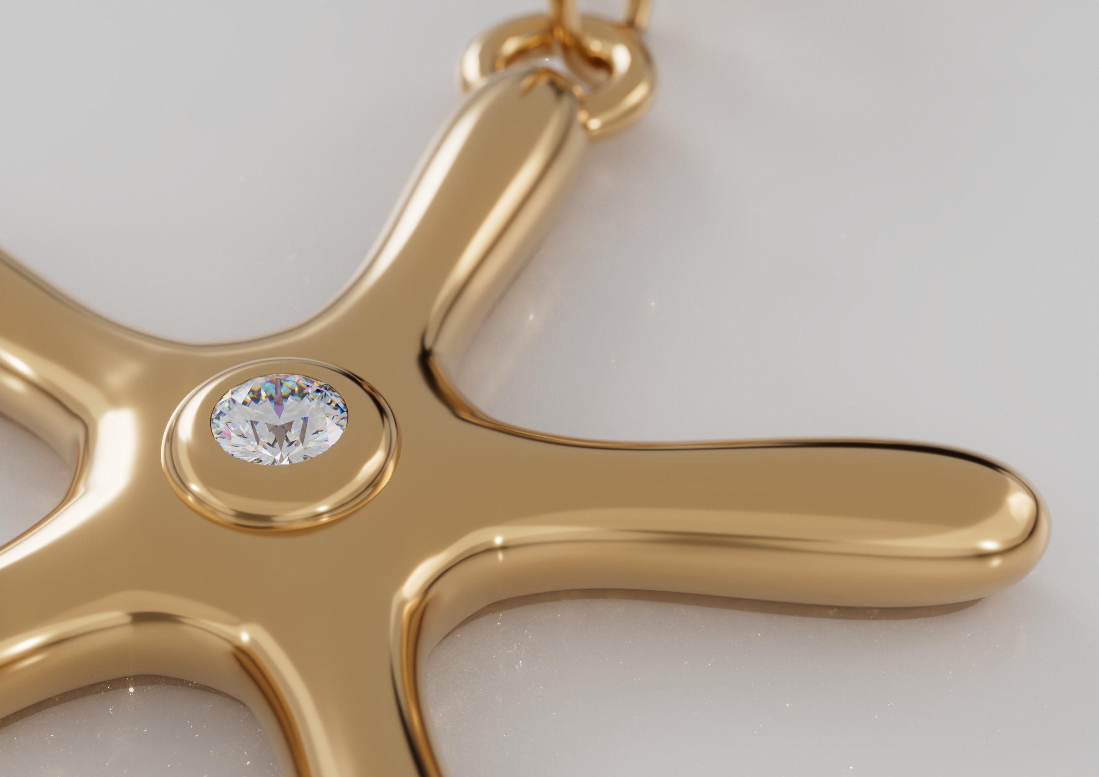 18K Gold G Star with Diamond