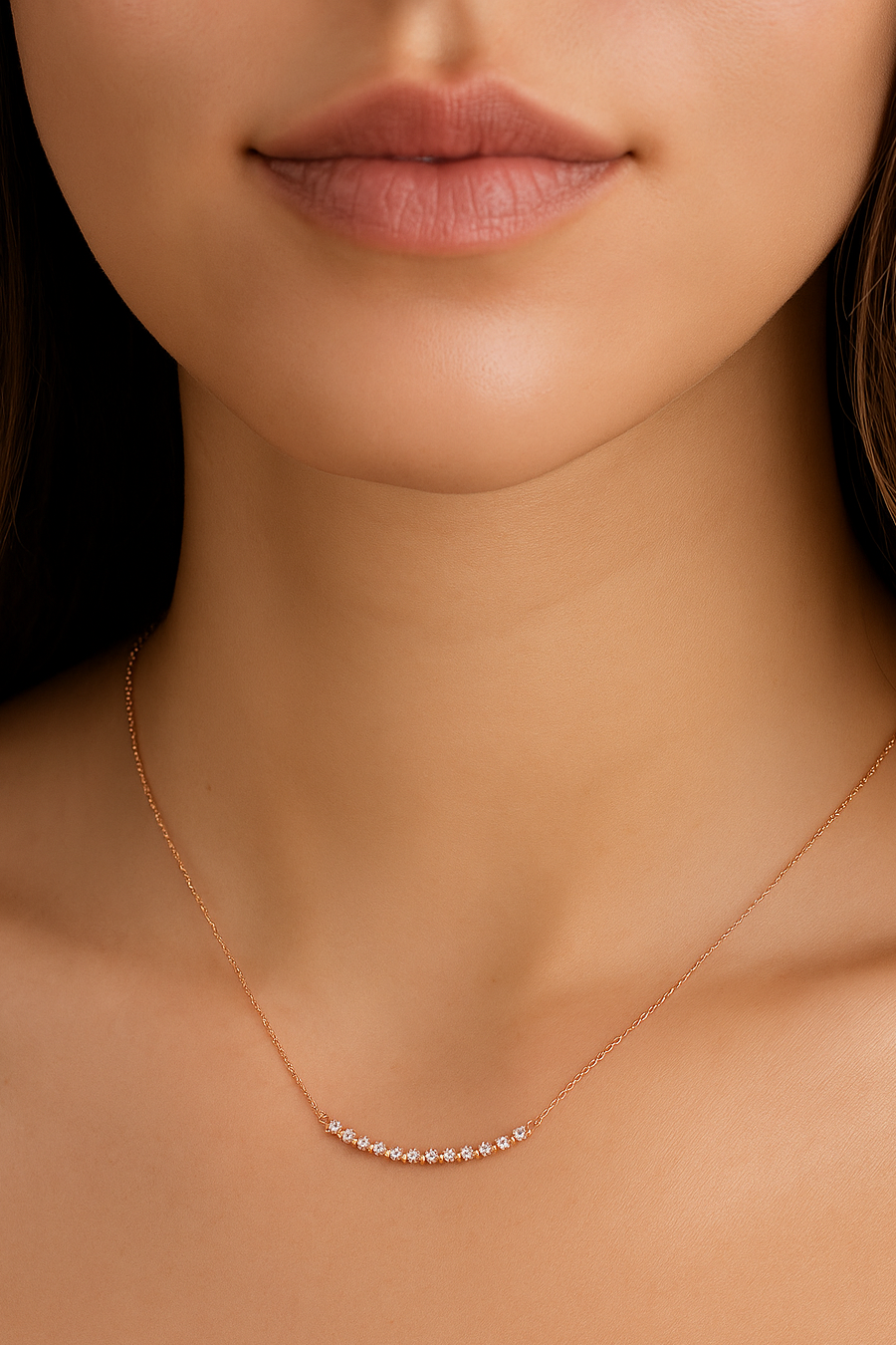 18k Rose gold Diamond Necklaces - S-P580S