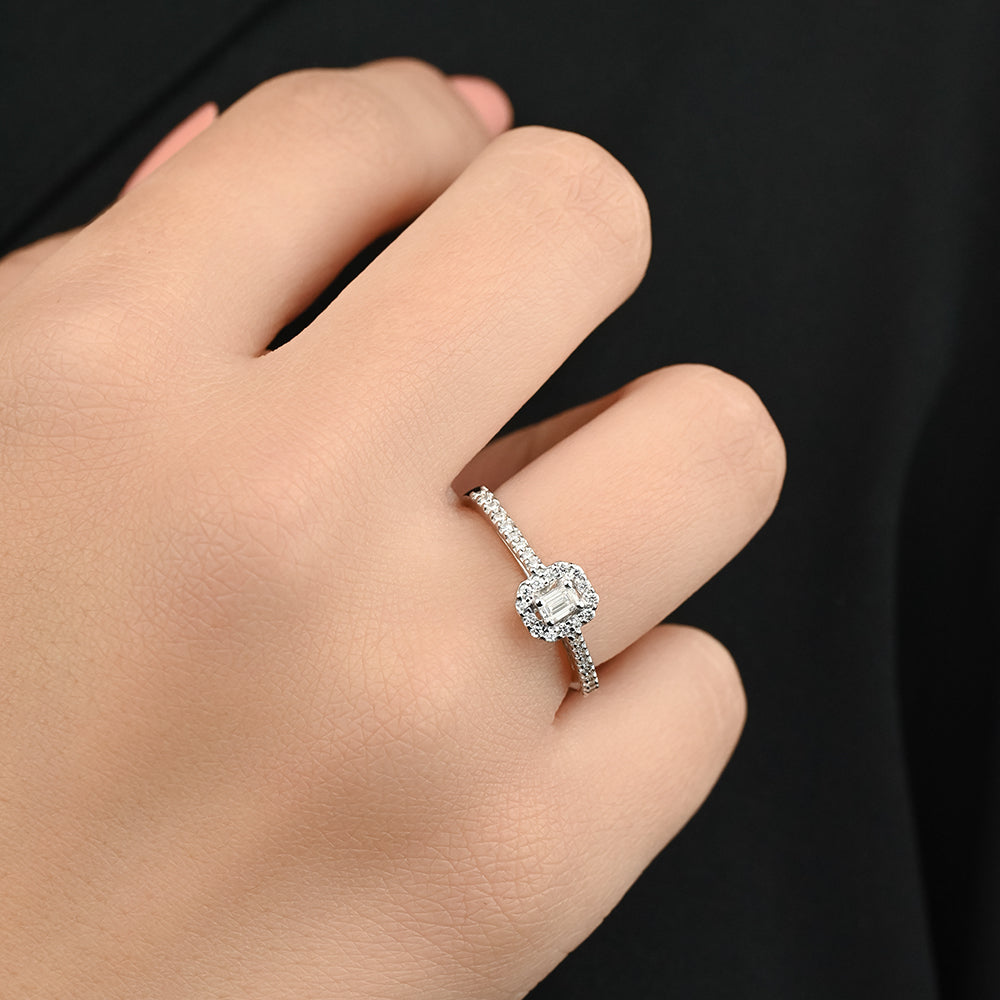 Special offer Simple Baguette Beautiful Diamond Ring in 18k White gold - S-R310XD
