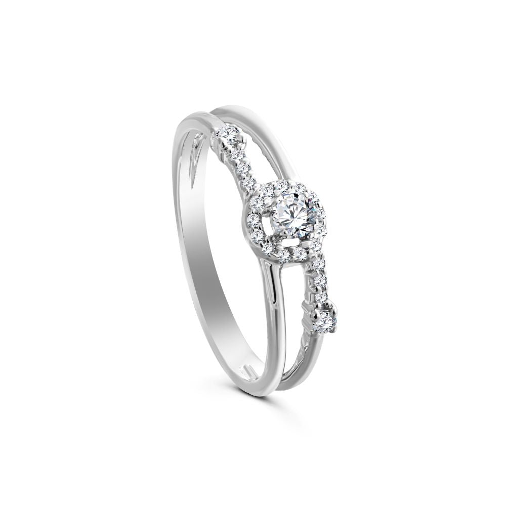 Special offer Interlacing Diamond Ring in White gold - S-R327S