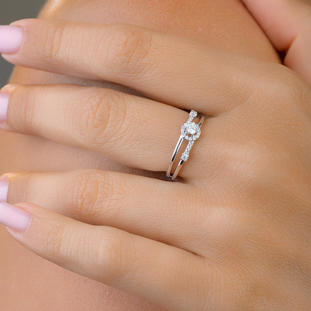Special offer Interlacing Diamond Ring in White gold - S-R327S