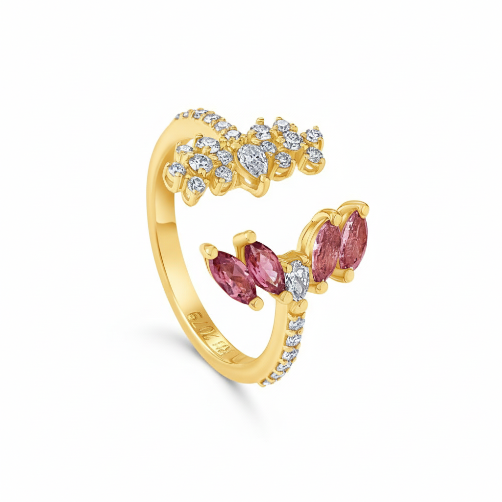 Confetti 18k Yellow Gold Diamond Ring and Multi Colored Stones - S-R481S