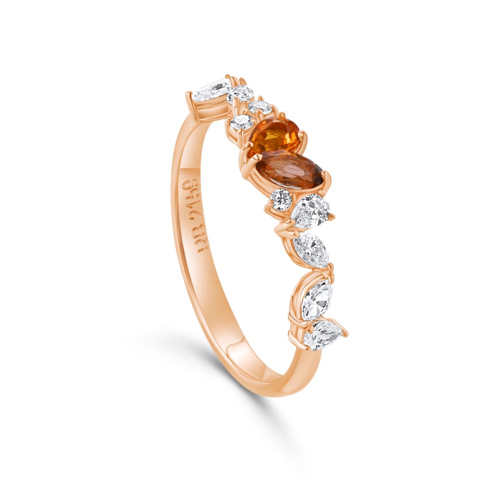 Confetti 18k Rose Gold Diamond Ring and Multi Colored Stones - S-R486S