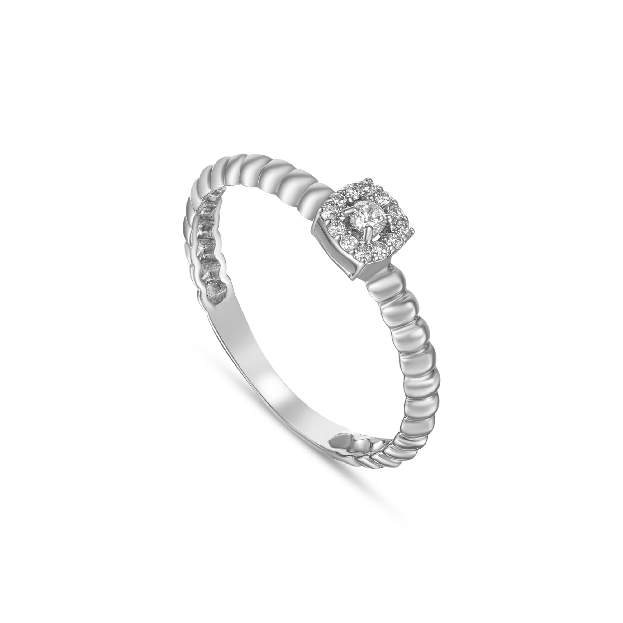 18K White Gold Diamond Ring With Refined Classic Touch - S-R585X