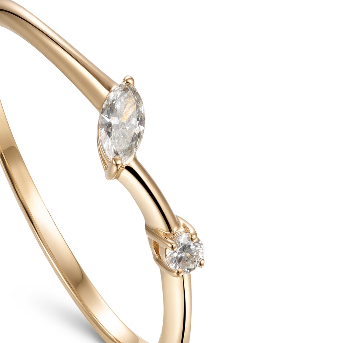 18K Yellow Gold Ring with Two Sparkling Stones - S-R617S