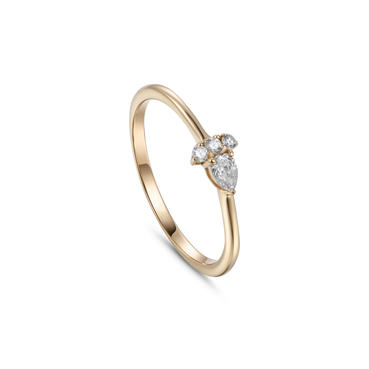 18K Yellow Gold Pear Diamond Cluster Accent Ring - S-R697S