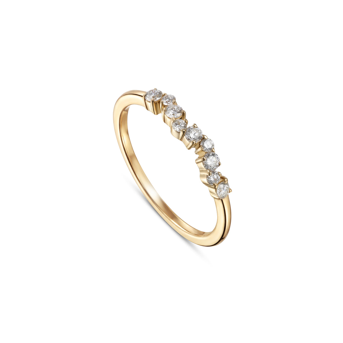 18K Yellow Gold Round Diamond Half Eternity Ring - S-R701S