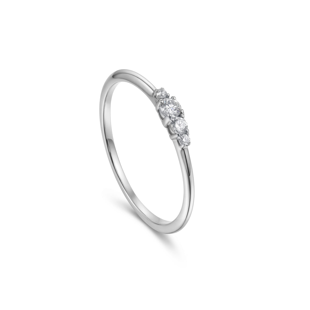 18K White Gold Four Stone Diamond Ring - S-R706SB