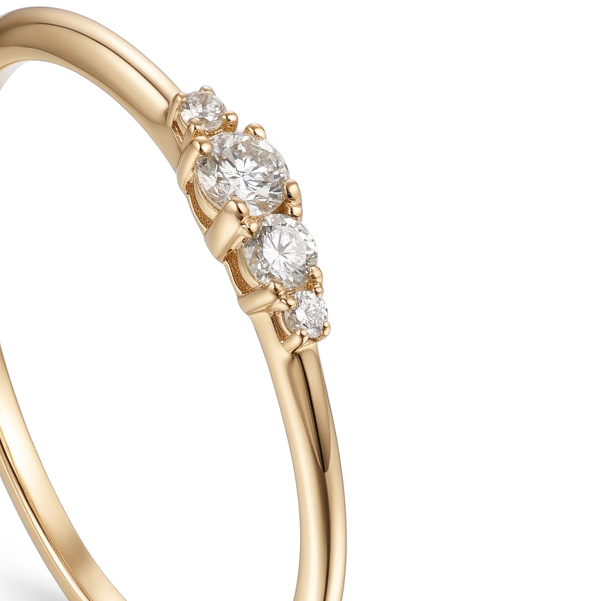 18K Yellow Gold Four Stone Diamond Ring - S-R706SB