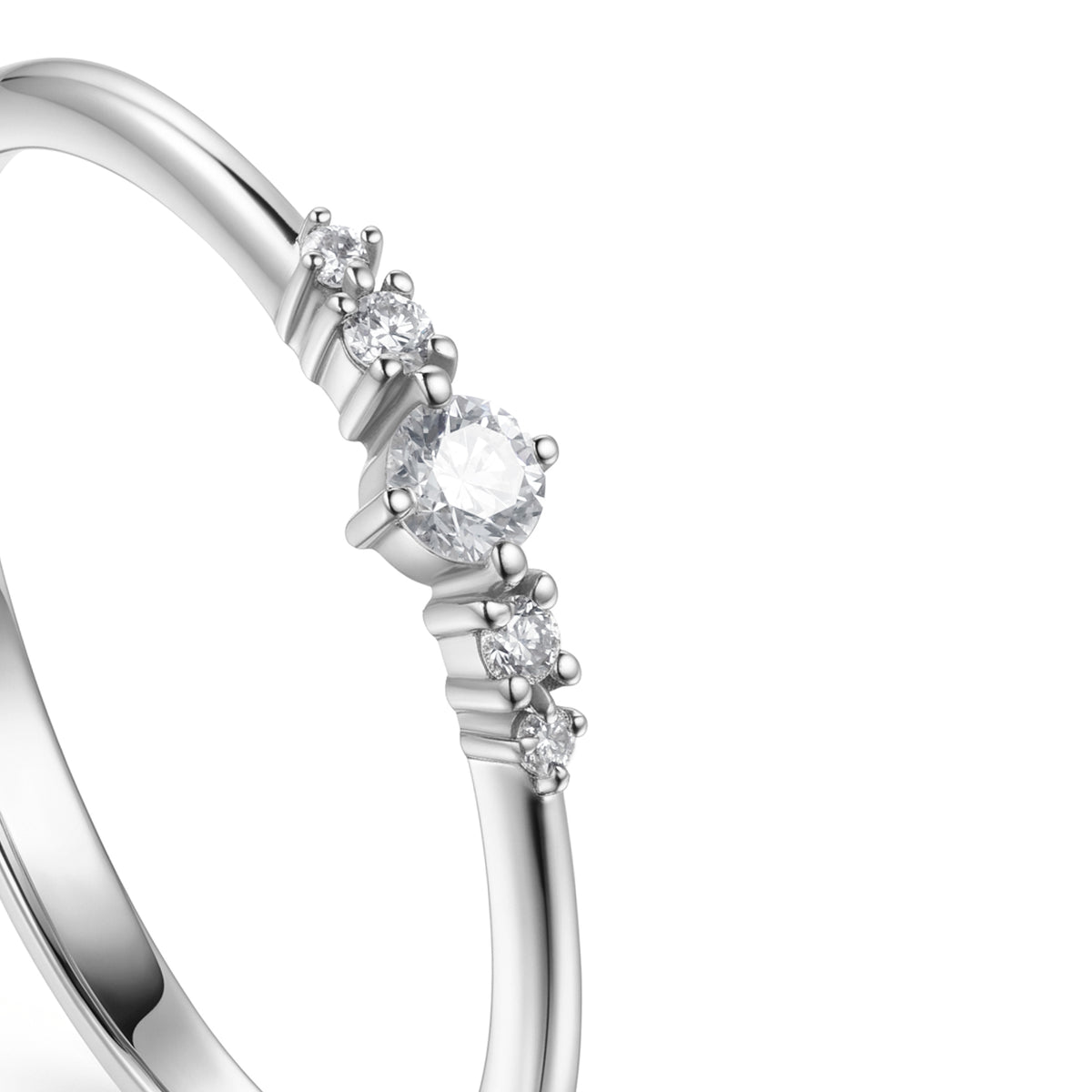18K White Gold Round Diamond Statement Band Ring - S-R707S