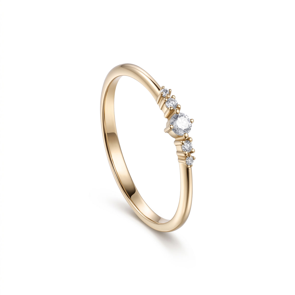 18K Yellow Gold Round Diamond Statement Band Ring - S-R707S