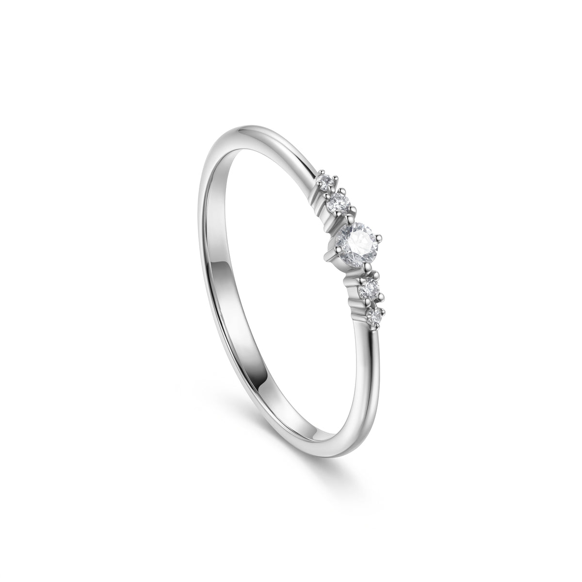 18K White Gold Round Diamond Statement Band Ring - S-R707S