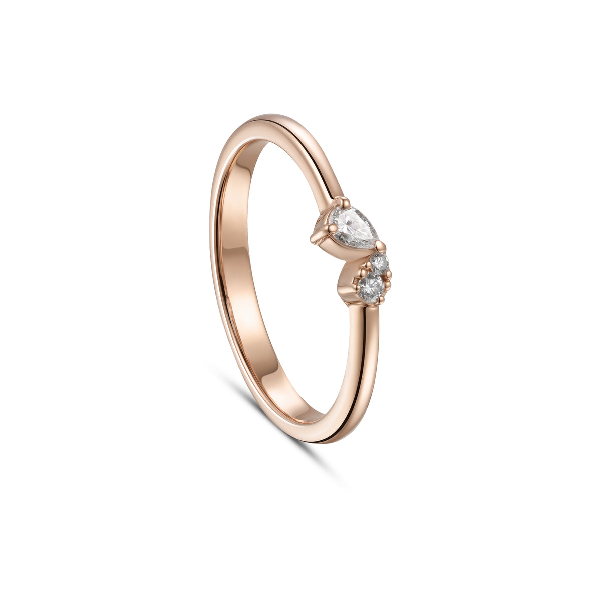 18K Rose Gold Pear Diamond Cluster Band Ring - S-R710S