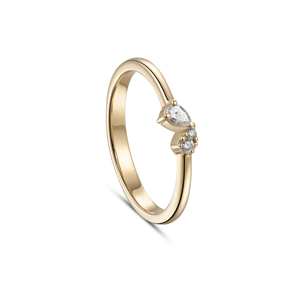 18K Yellow Gold Pear Diamond Cluster Band Ring - S-R710S