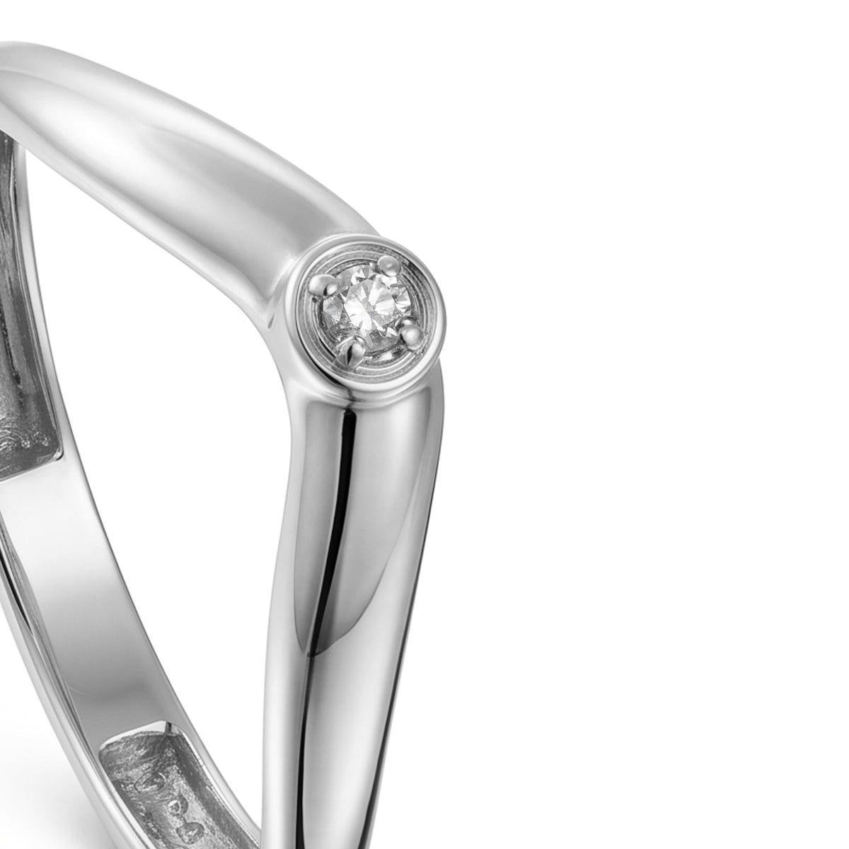 18K White Gold Single Diamond Modern Band Ring - S-R711S