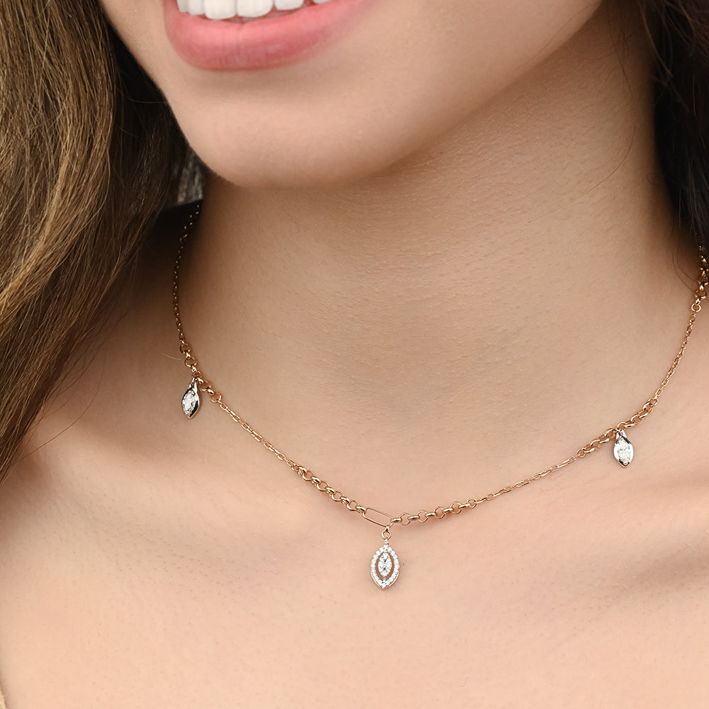 Special offer A Beautiful Diamond Necklace in 18k Rose gold - S-X076N