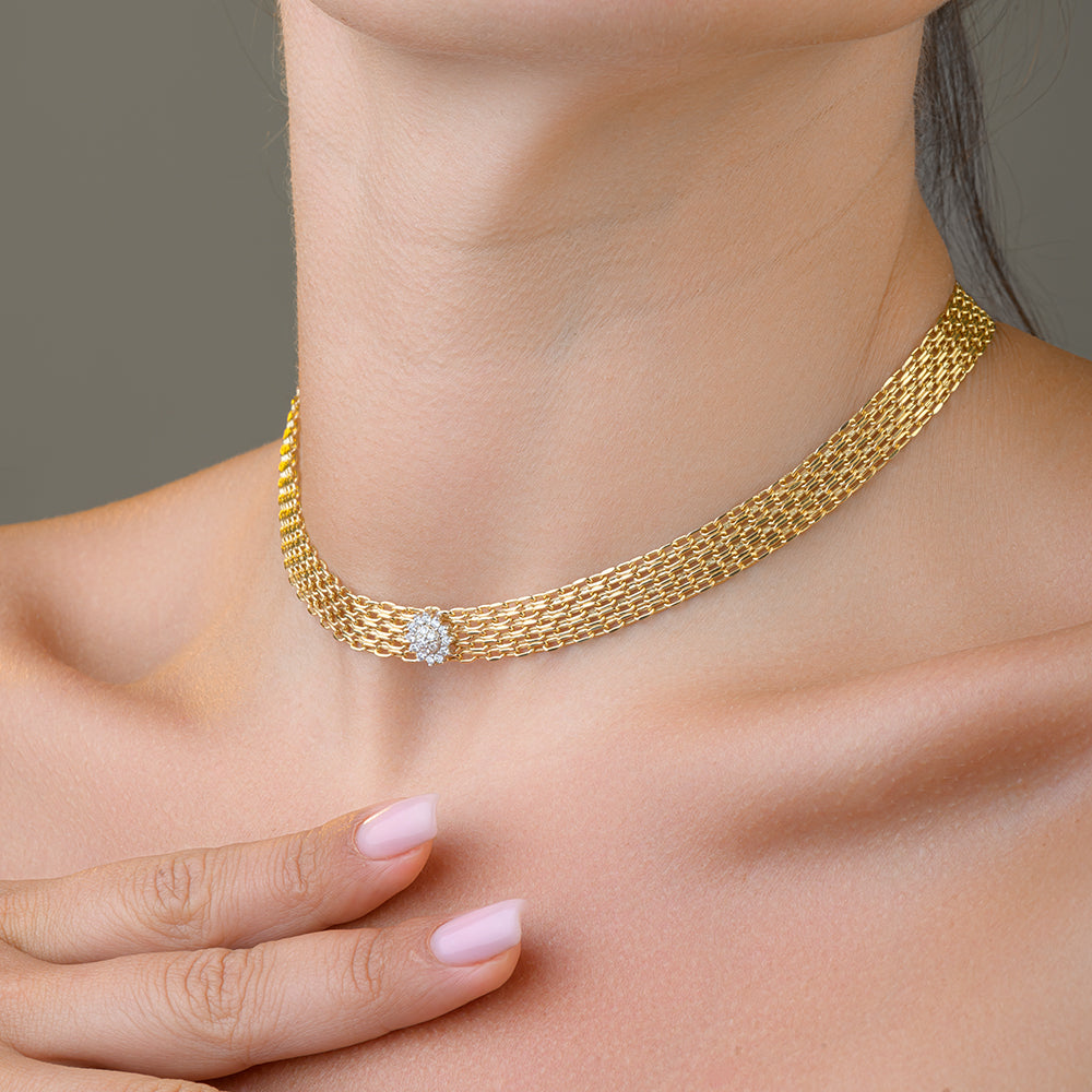 Magnificent Central Diamond Chocker in Yellow gold - S-X125N