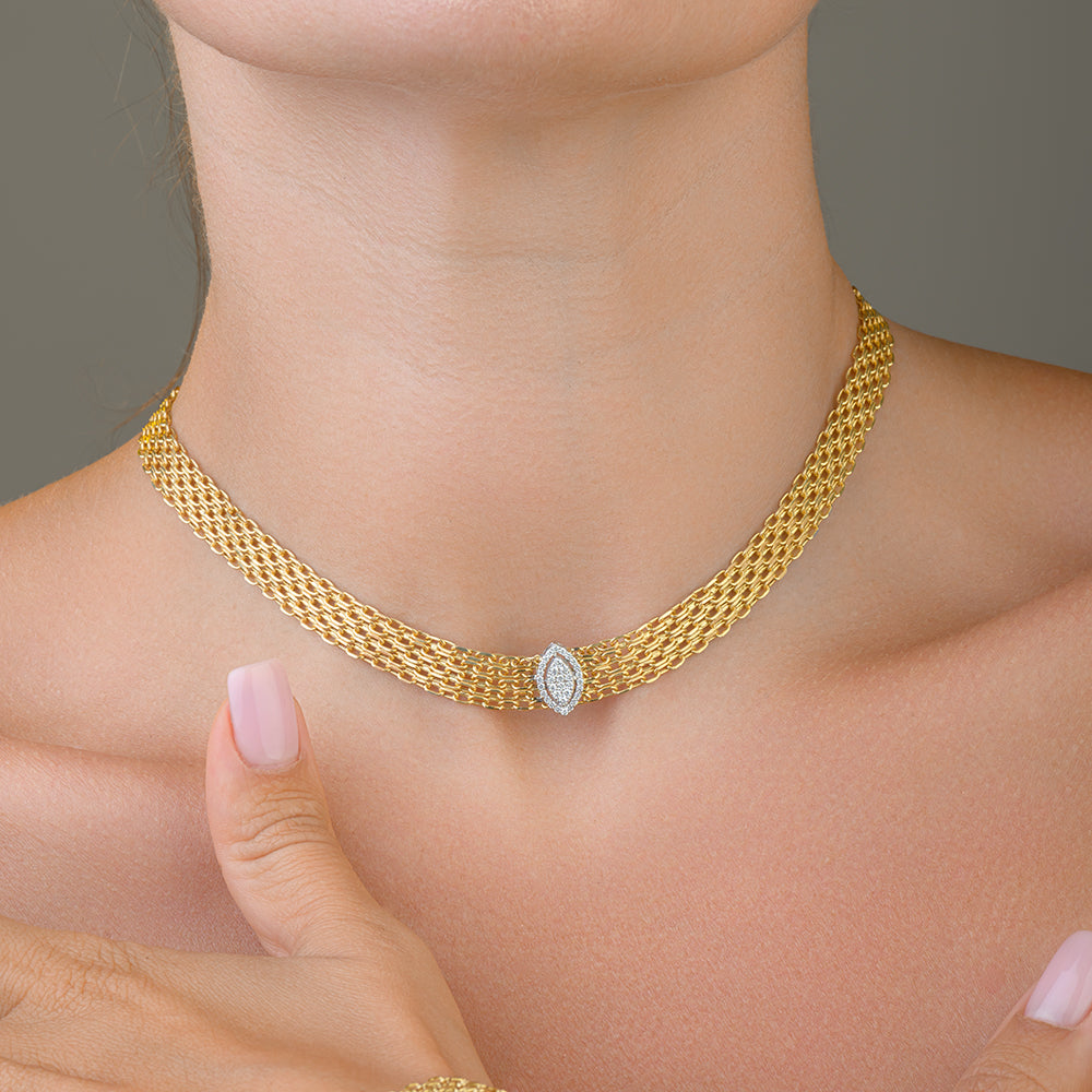 Magnificent Central Diamond Chocker in Yellow gold - S-X127N