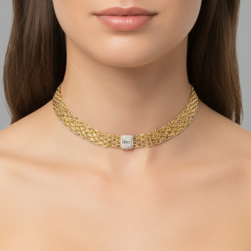 Diamond Choker Yellow Gold - Siran By Iram