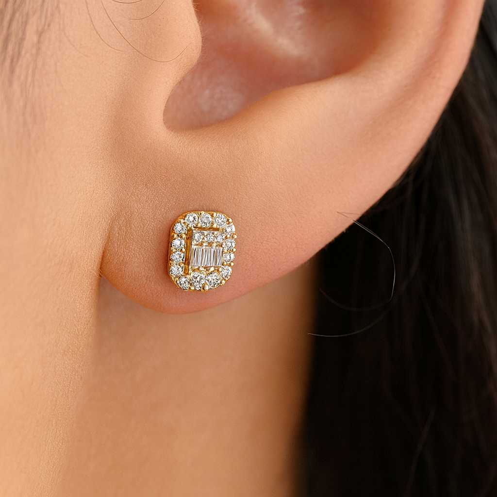 Precious diamond Stud in 18k Yellow gold  - S-X17BE
