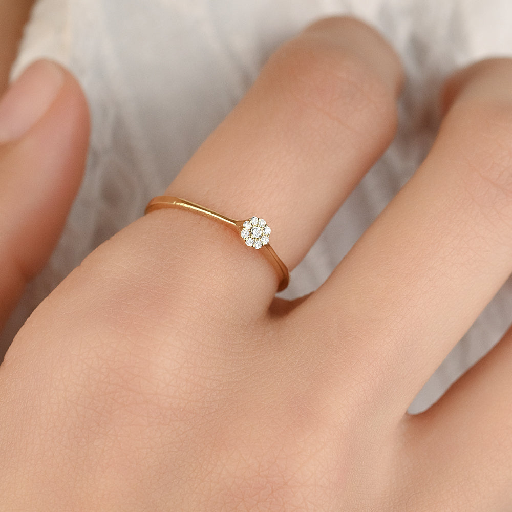 Simple Diamond Promise Ring in Yellow 18 K Gold - S-X19RON