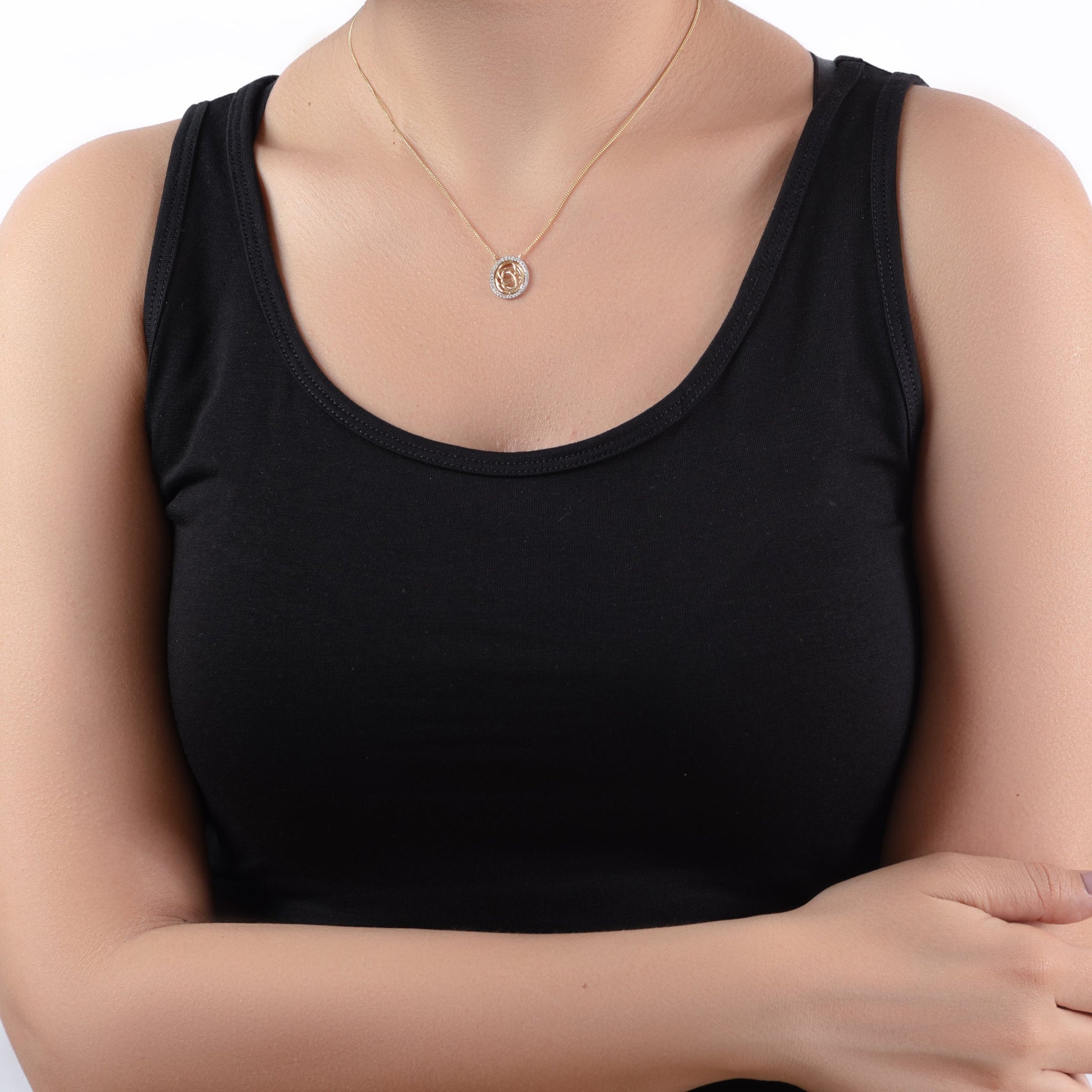 Tirette dangling diamond necklase in 18K Yellow gold - S-X22P