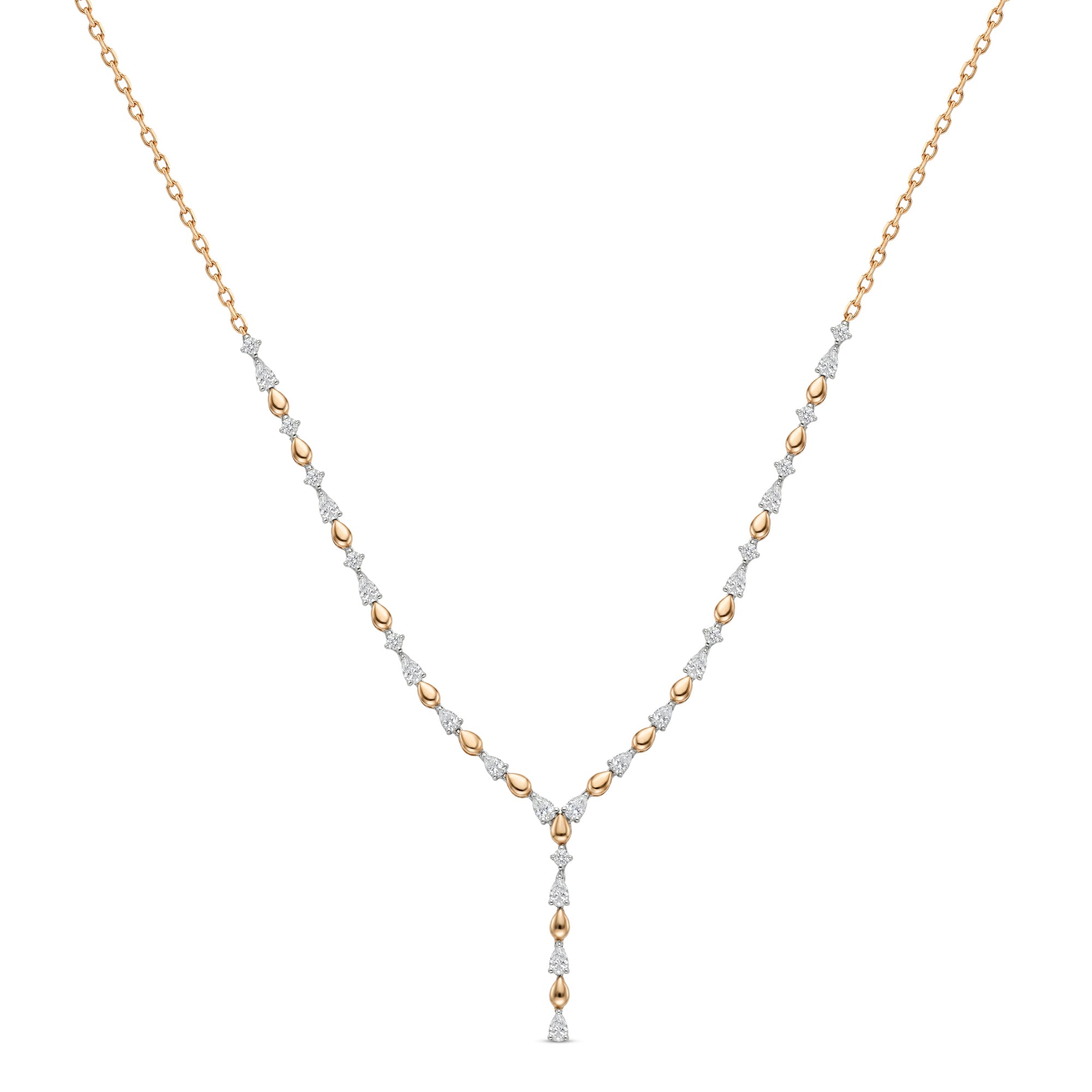 18k Rose Gold Grace Y-Necklace with Diamonds - S-X307N