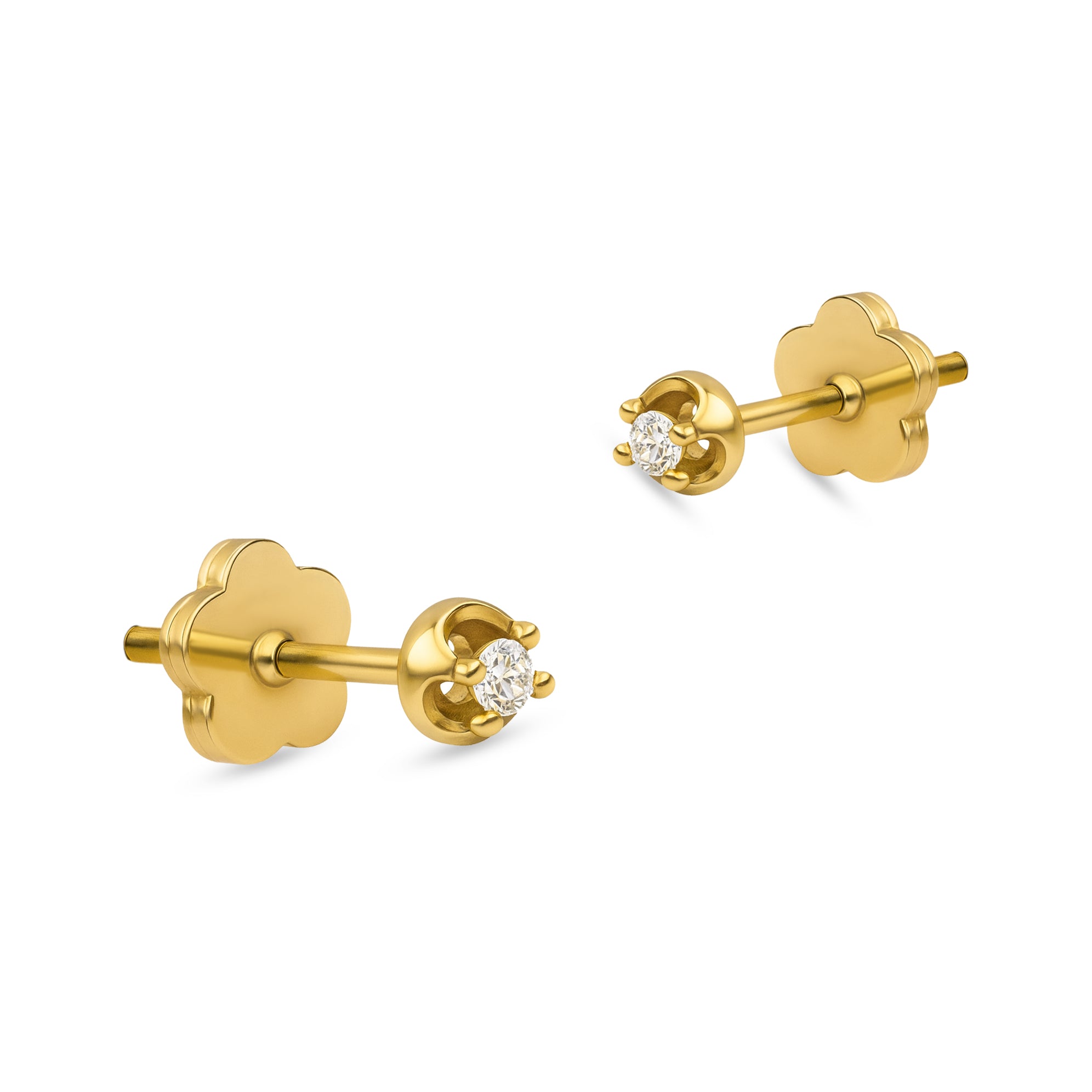Single diamond stone stud earrings in 18k Yellow gold SIR1128E