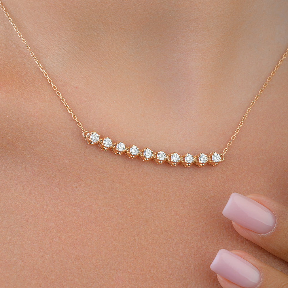 Quarter Tennis Necklace in Rose gold - SIR1128P