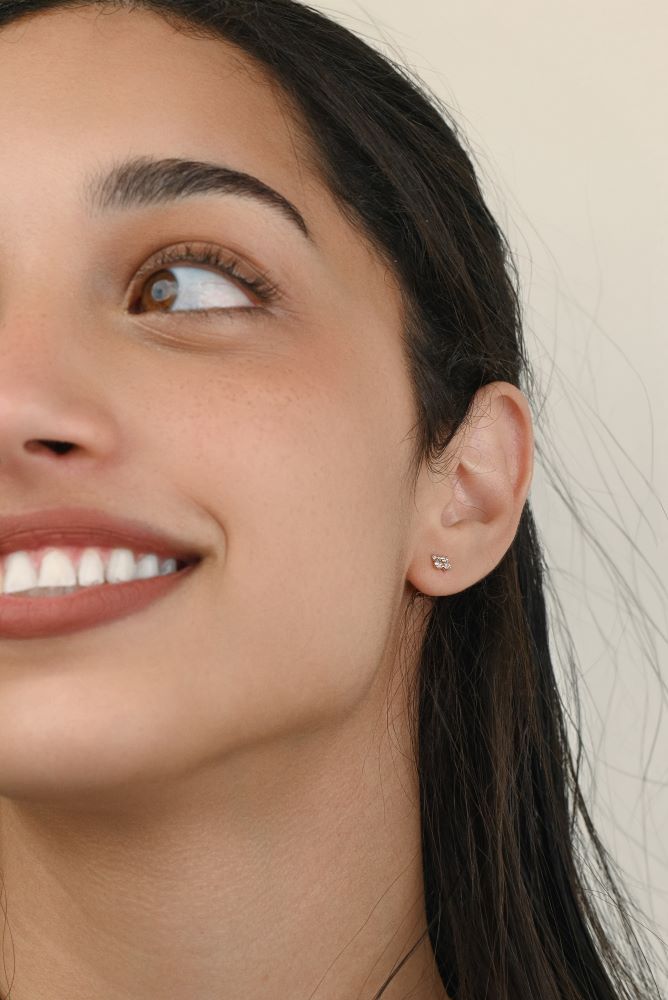 Diamond Floral Shaped Stud in 18K Yellow Gold - SIR1293