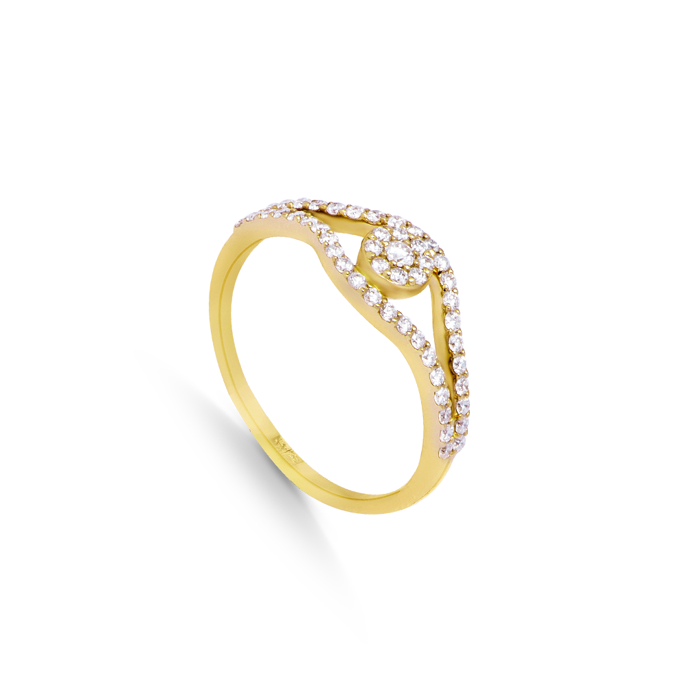 Diamond eye shape ring in 18k yellow gold SIR1585R Siranjewelry
