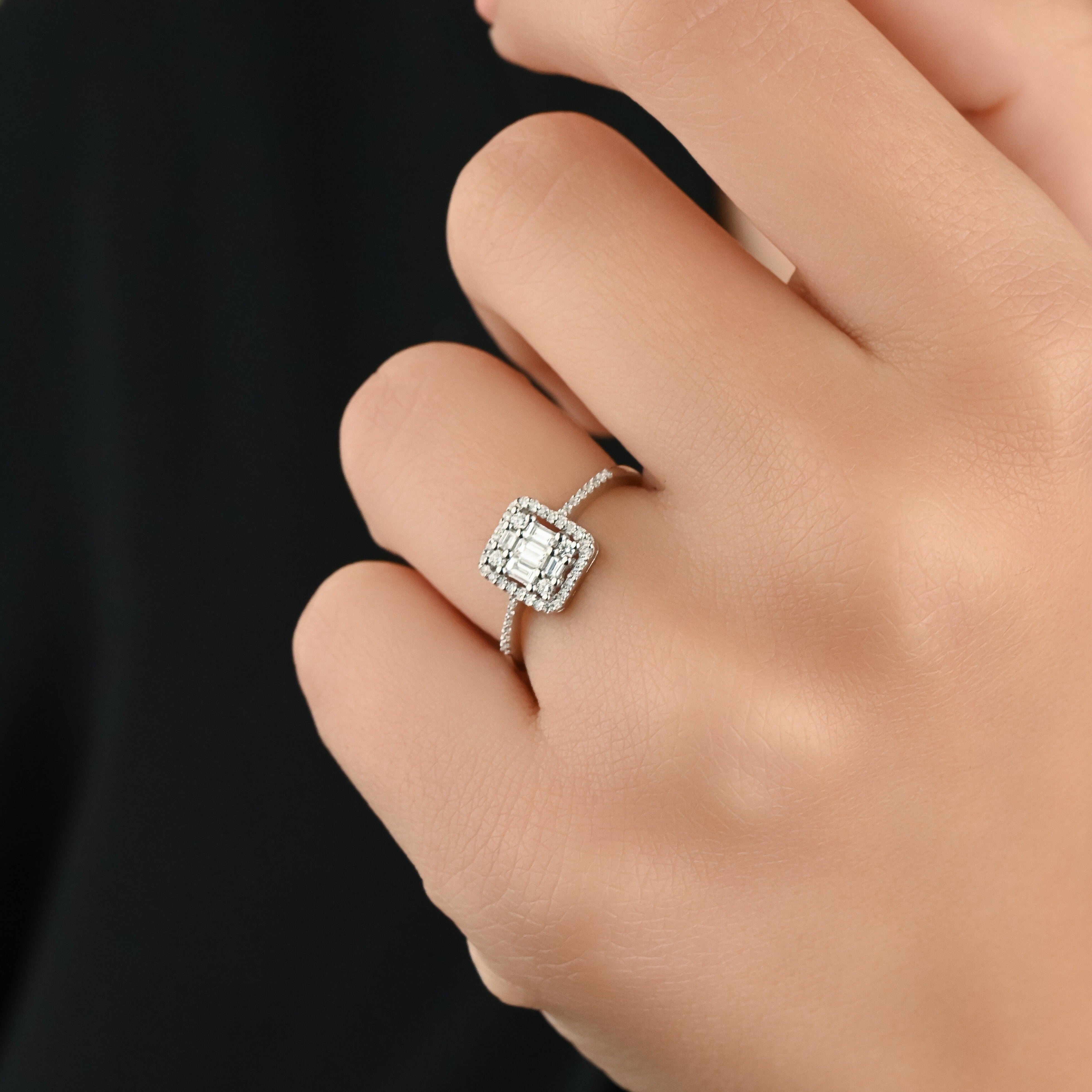 Special offer Vintage diamond ring in 18k White Gold - SIR410