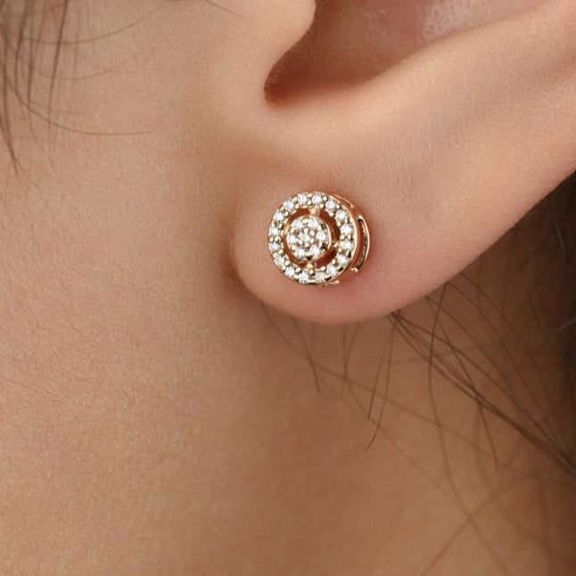 Circled Diamond Stud in 18k Yellow gold - SIR642E