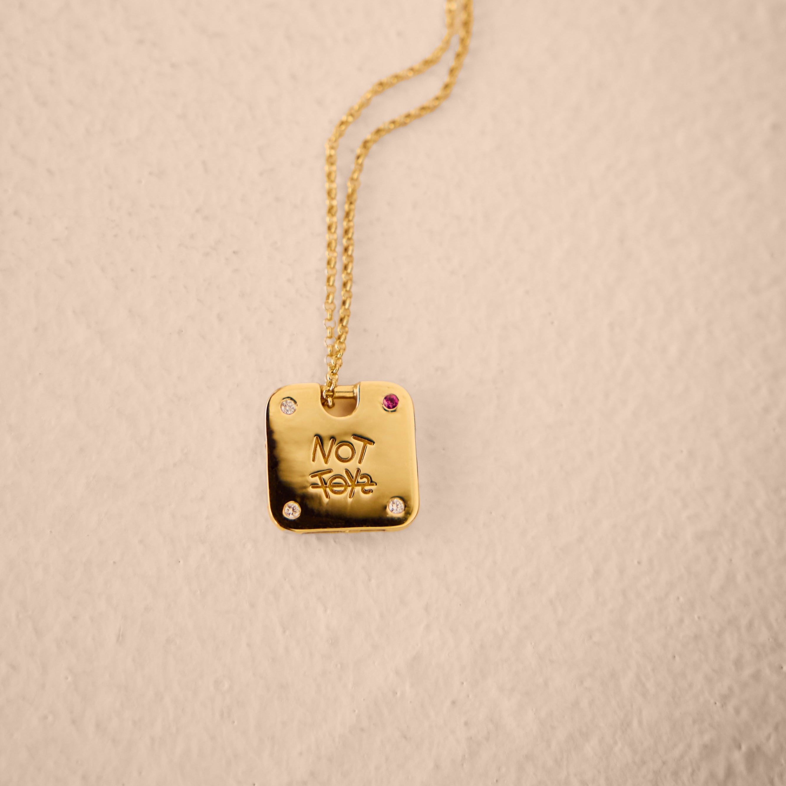 18K Gold Whistle Pendant with Diamonds