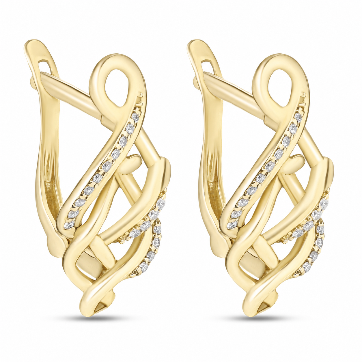 The Tirette Diamond Earrings In 18K Yellow gold - S-H086ES